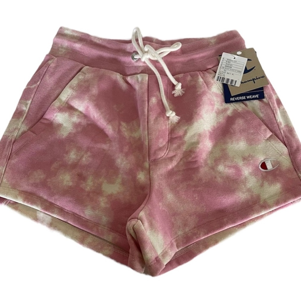 Champion Reverse Weave size Small Pink Tie Dye Shorts Comfy NWT
